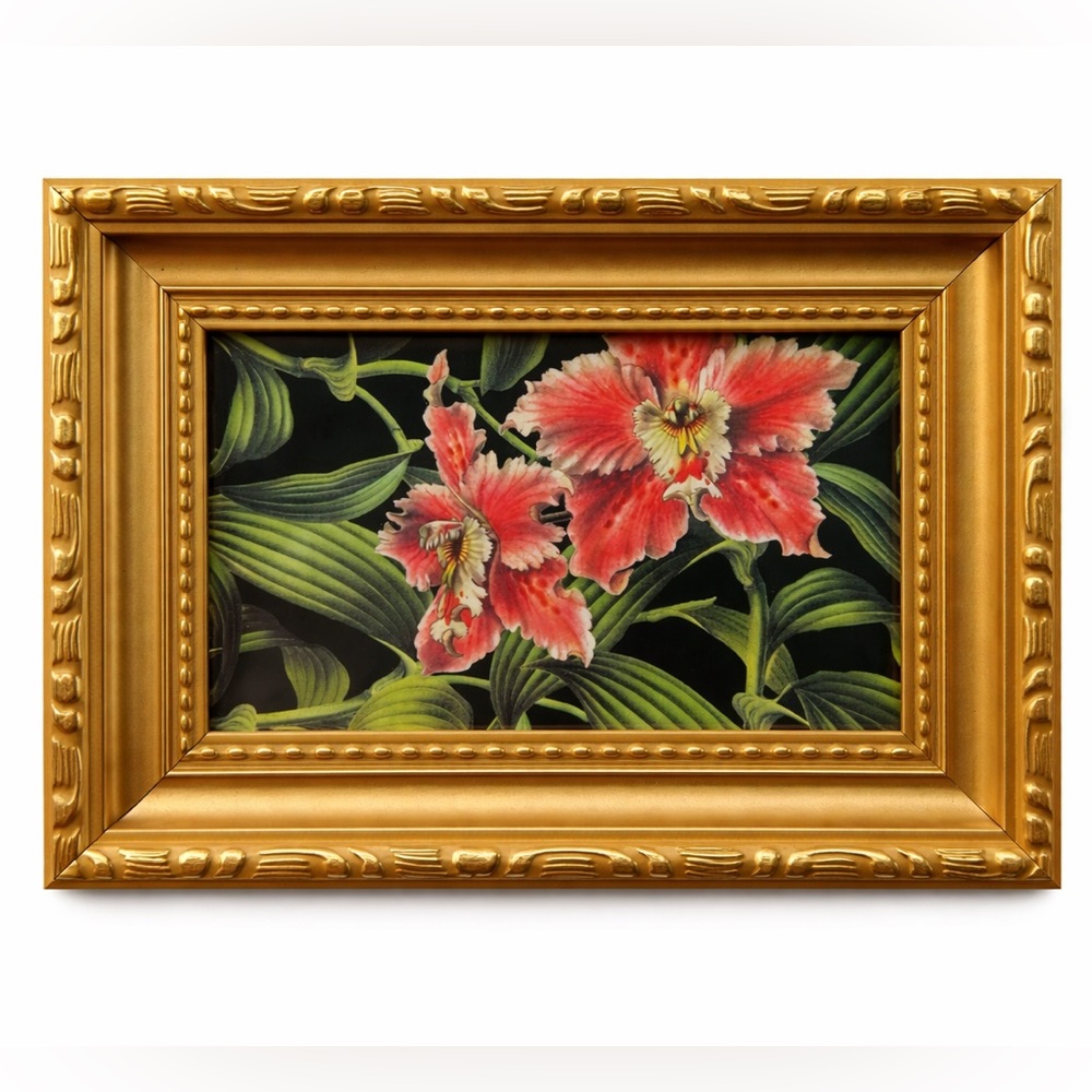Framed Floral Painting ornate gold frame small